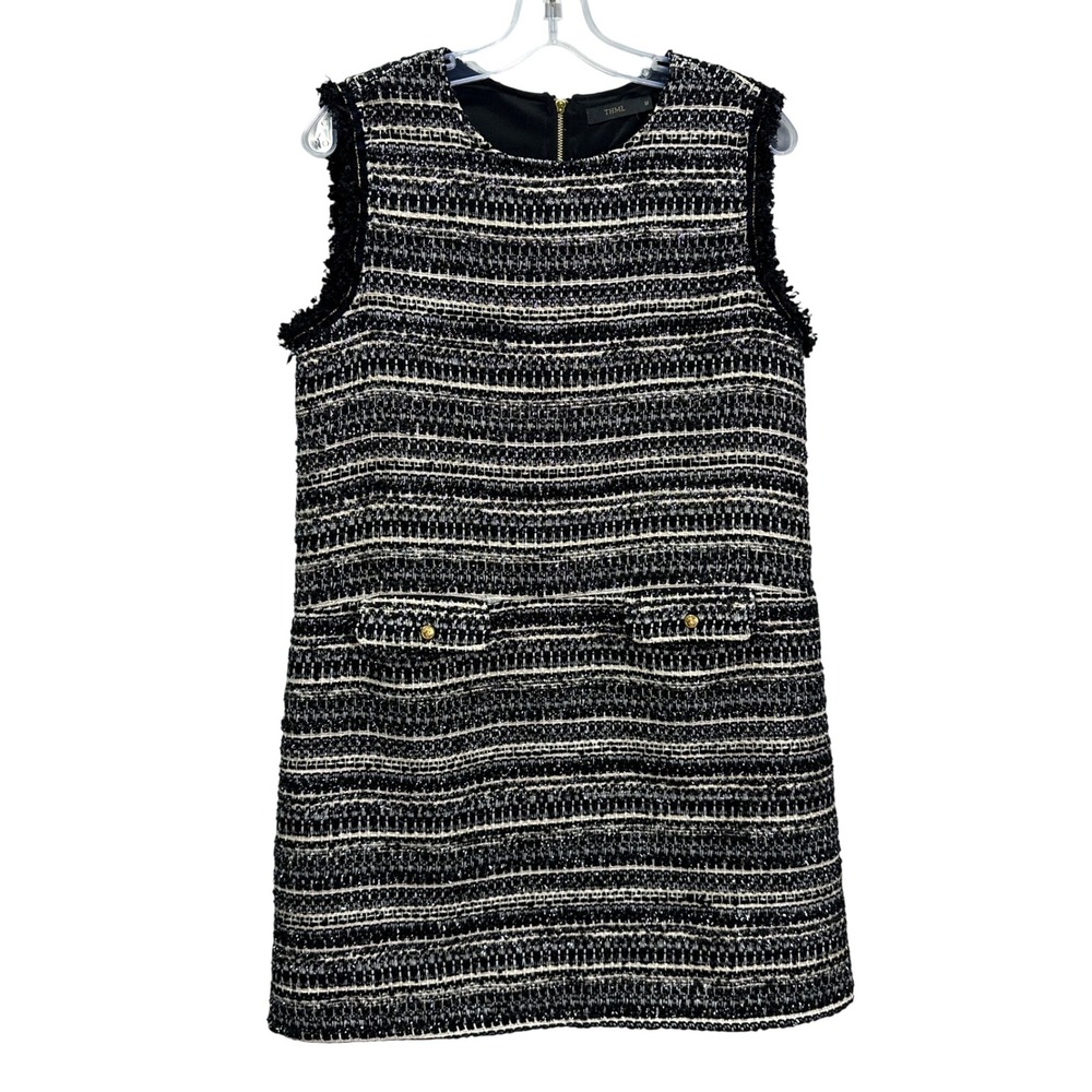 THML Black and White Tweed Shift Dress